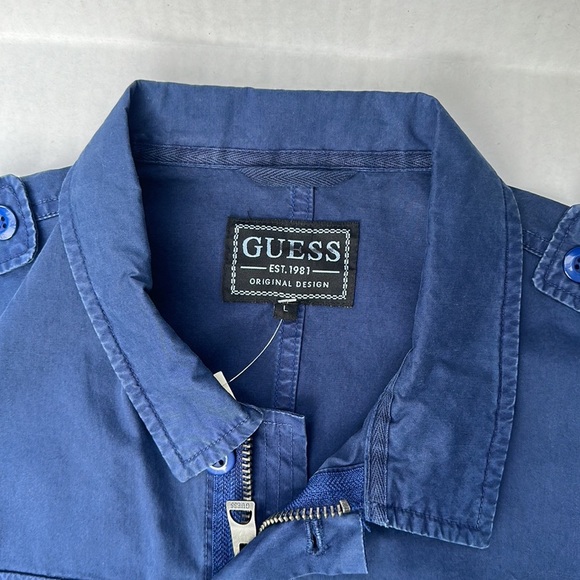 New GUESS Washed Twill Cargo Jacket SZ L - Picture 8 of 12